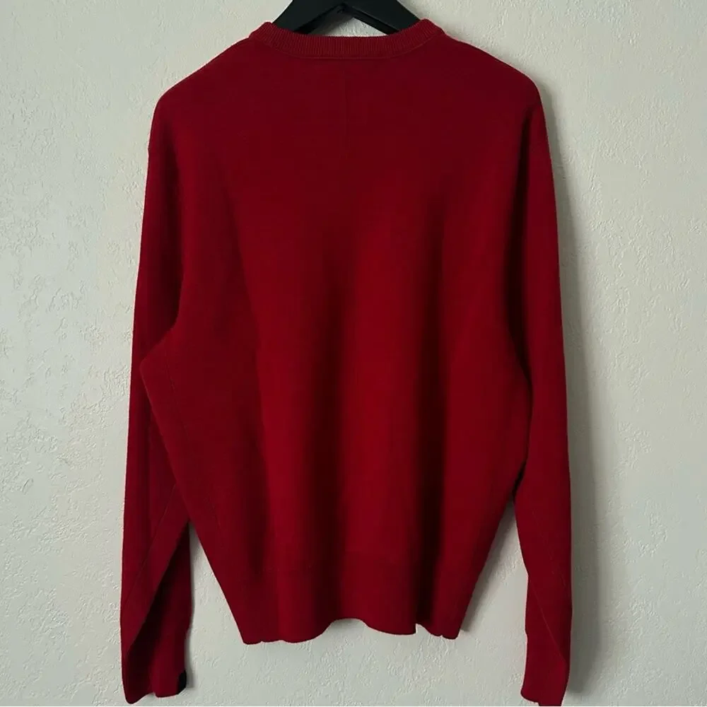 rag & bone York Poppy Red Knit Sweater size M Wool Blend Crewneck Pullover
